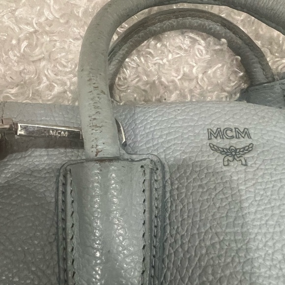 MCM Grained Calfskin Mini Milla Tote Sky Blue - Picture 10 of 12